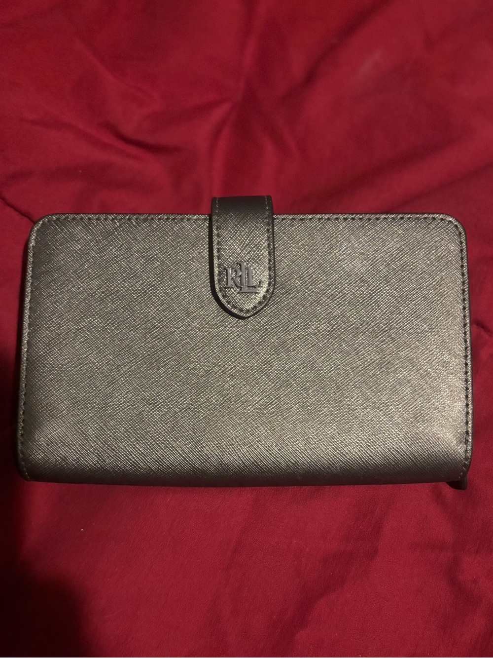 Ralph Lauren Metallic Silver Saffiano Leather Wallet